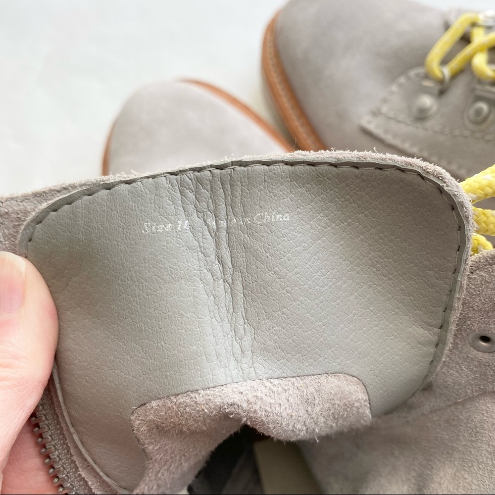 Dolce Vita Gray Whitny Suede Boots with Yellow Laces - Picture 8 of 10
